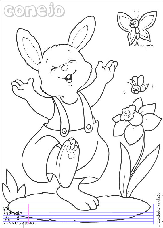 coloriage lapin 3 .. Coloriages Animaux de la ferme en espagnol